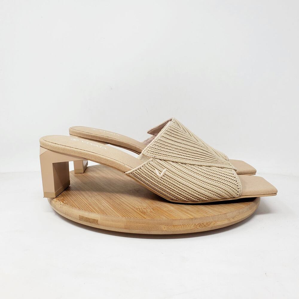 Vivaia Shoes Womens 40 Jude Square Toe Slide Block Heel Sandals